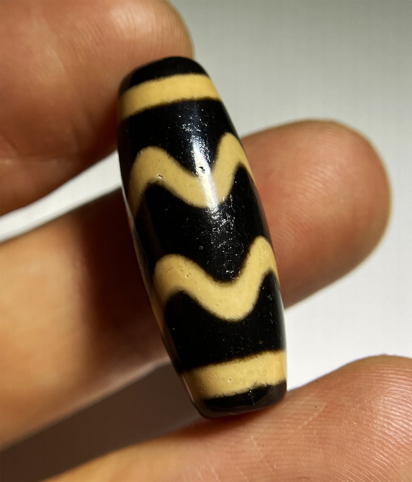 Real Himalayan Ancient Tiger Tooth Dzi Bead Amulet Pendant Tibet Water Wave Zigzag Agate Gzi Bracelet