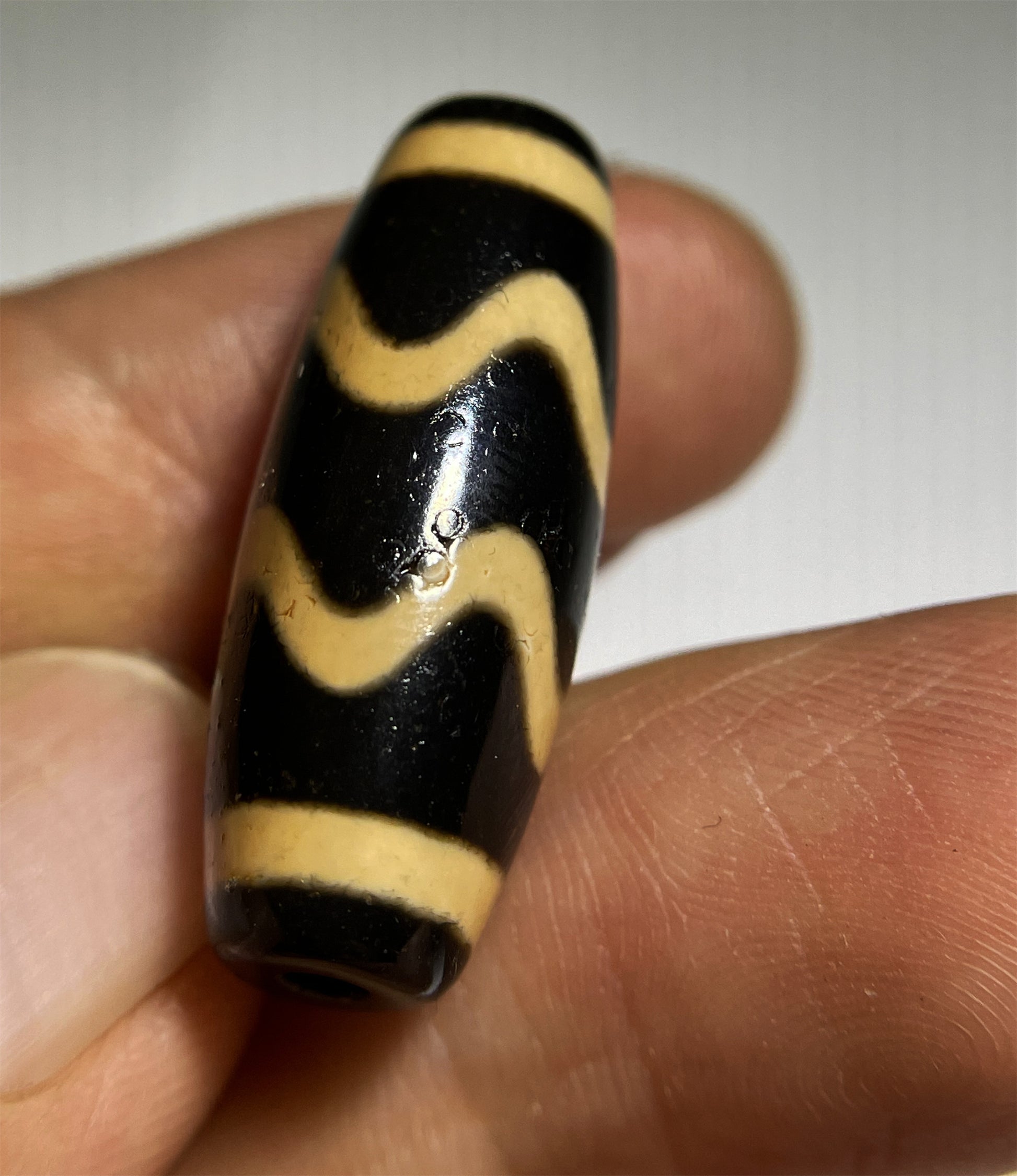 Real Himalayan Ancient Tiger Tooth Dzi Bead Amulet Pendant Tibet Water Wave Zigzag Agate Gzi Bracelet