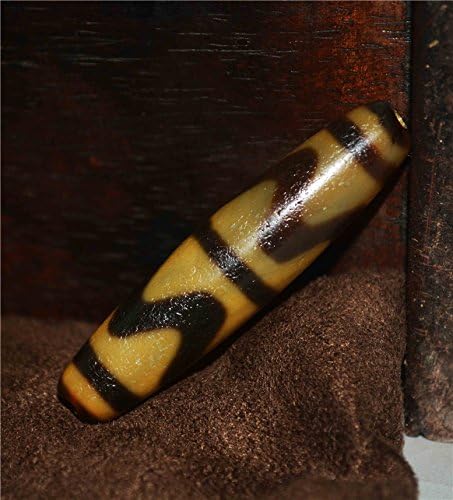 Real Himalayan Old Ancient Tiger Tooth Dzi Bead Water Wave Amulet Tibetan Agate Pure Gzi Pendant Talisman