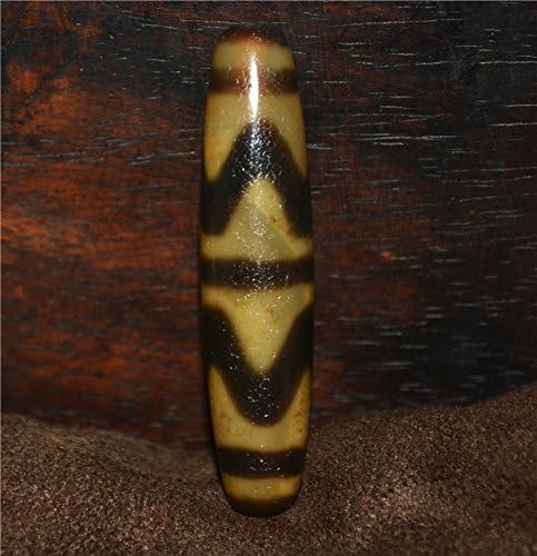 Real Himalayan Old Ancient Tiger Tooth Dzi Bead Water Wave Amulet Tibetan Agate Pure Gzi Pendant Talisman