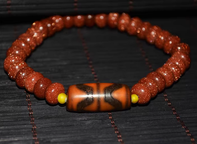 Real Himalayan Old Ancient Water Wave Dzi Bead Amulet Himalayan Bracelet Pure Tiger Tooth Gzi Antique Agate ZigZag Talisman