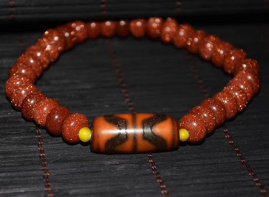 Real Himalayan Old Ancient Water Wave Dzi Bead Amulet Himalayan Bracelet Pure Tiger Tooth Gzi Antique Agate ZigZag Talisman