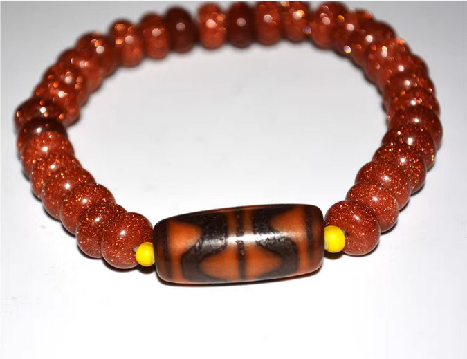 Real Himalayan Old Ancient Water Wave Dzi Bead Amulet Himalayan Bracelet Pure Tiger Tooth Gzi Antique Agate ZigZag Talisman