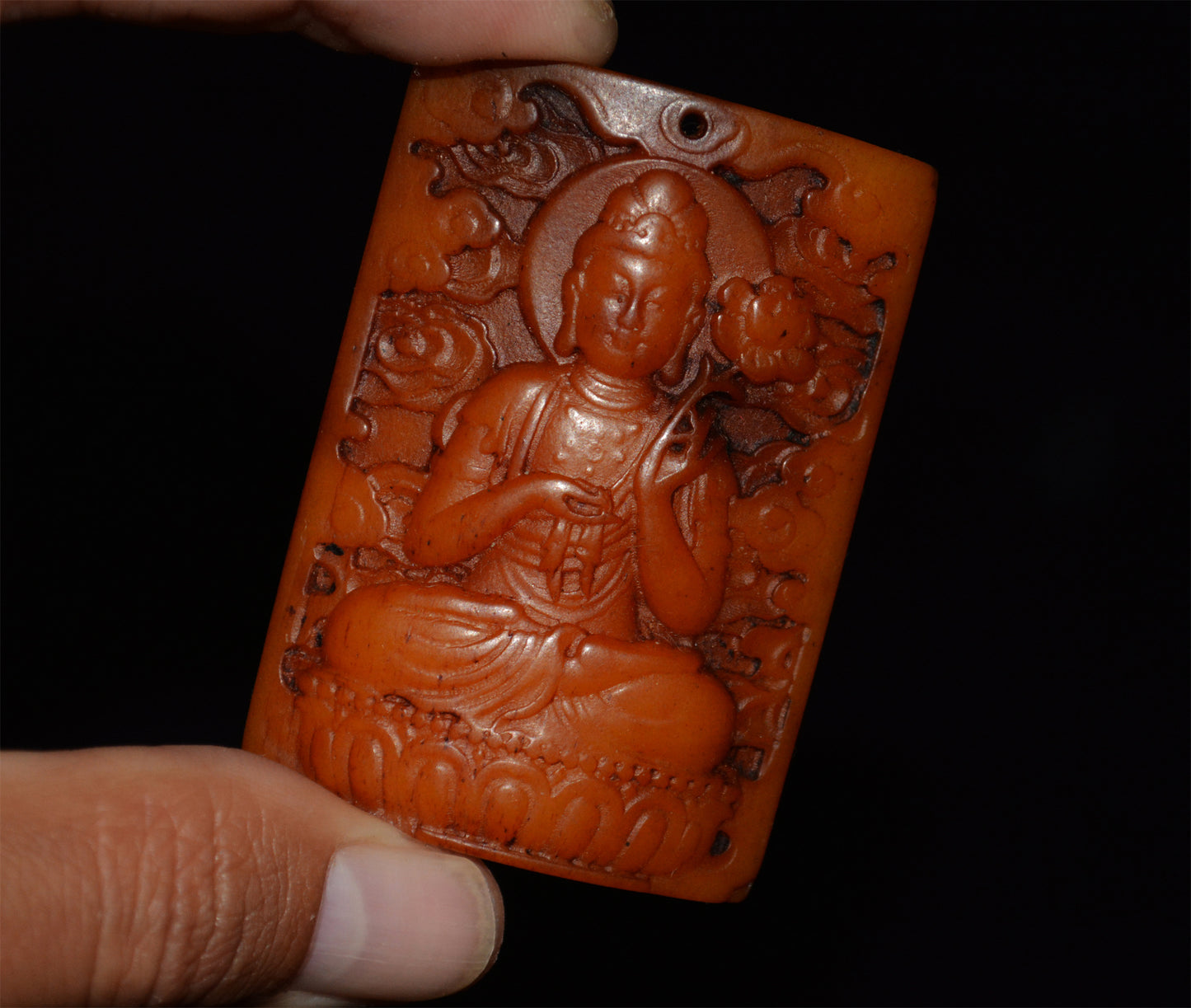 Real Himalayan Old Antique Kapala Bone Kwan Yin Buddha Pendant Amulet Statue Tibet Genuine Guanyin Talisman White Tara