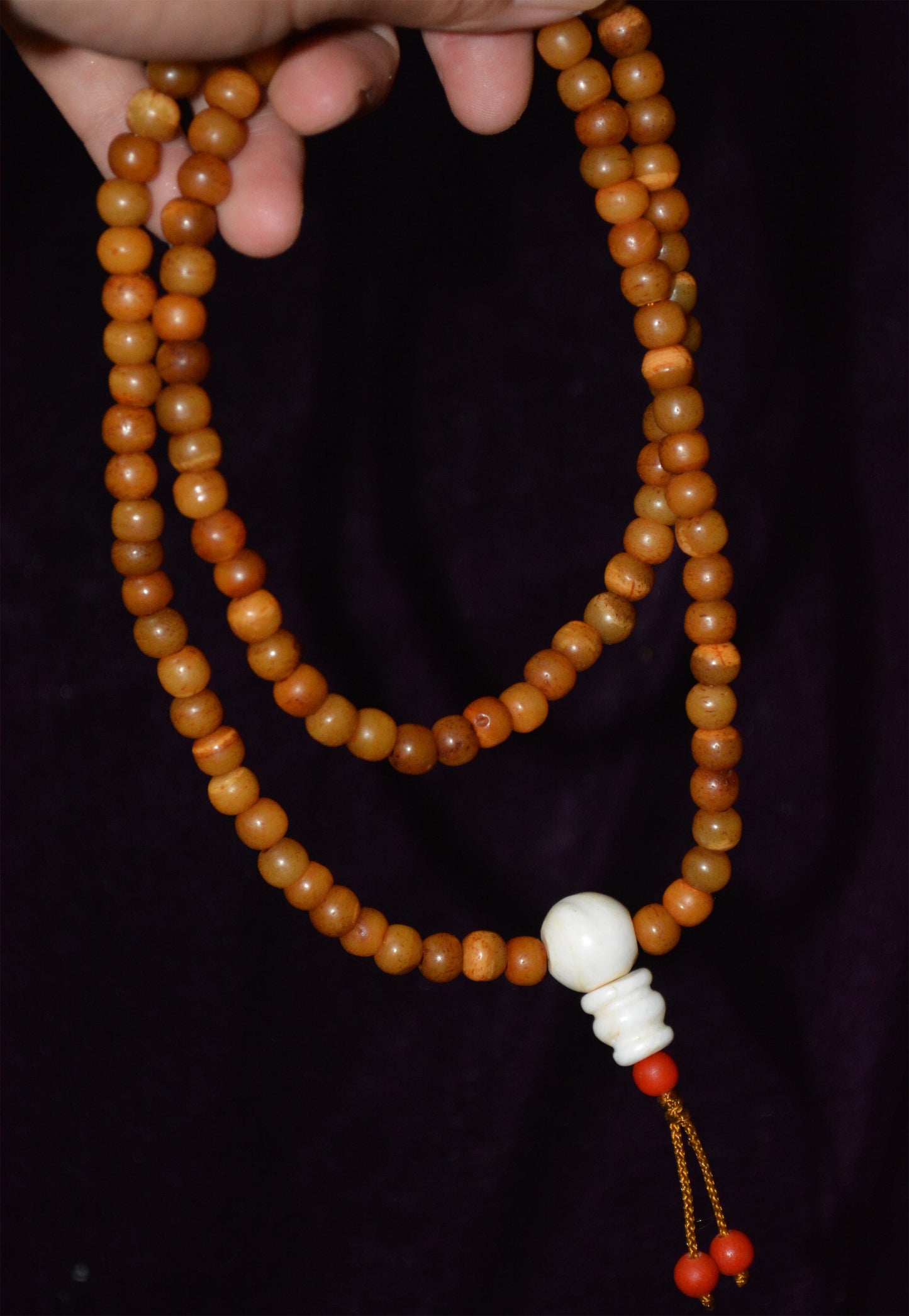 Real Himalayan Old Antique Kapala Bone Mala Prayer Beads Bracelet Rosary Amulet Tibetan Lucky Talisman