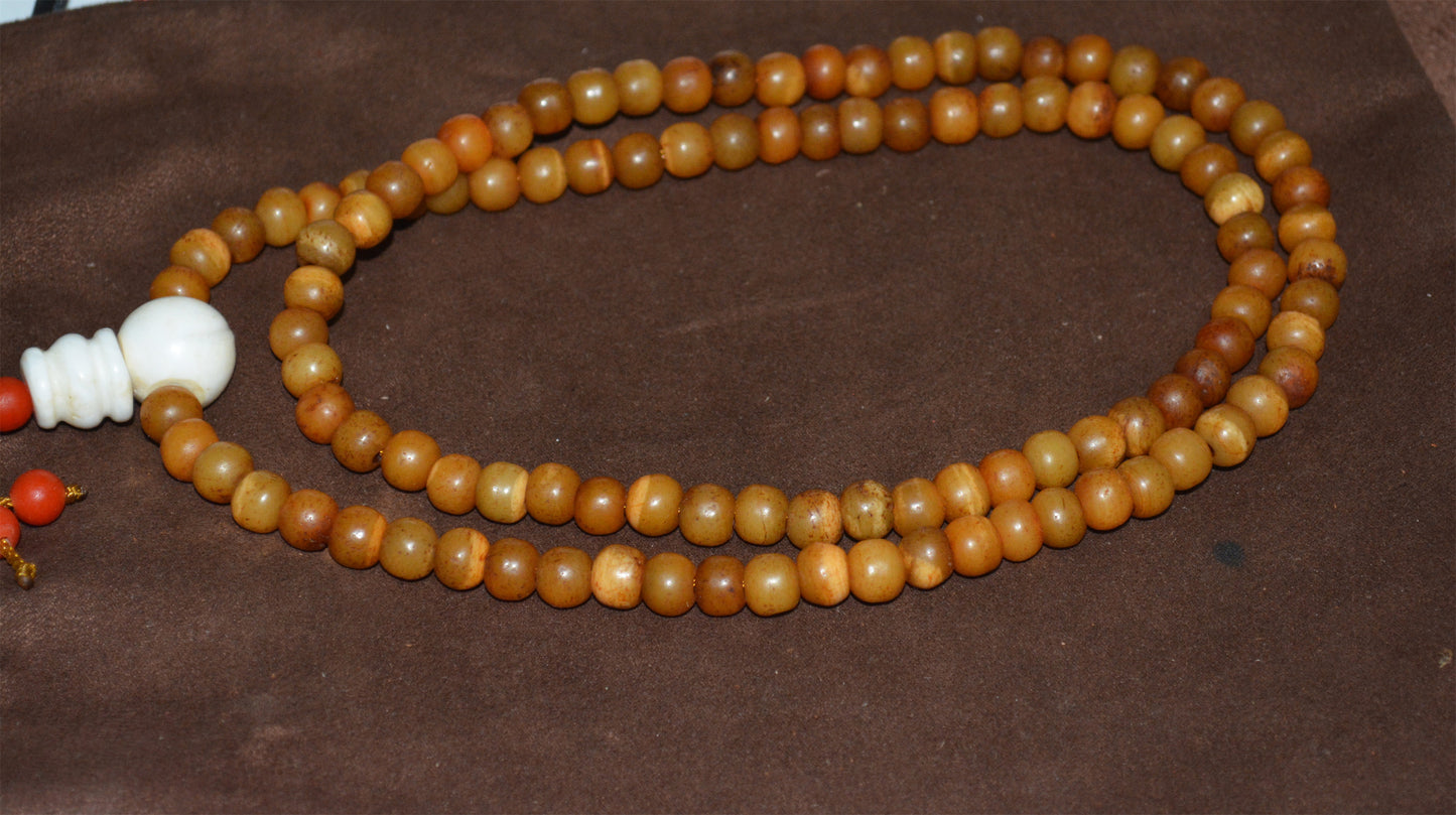 Real Himalayan Old Antique Kapala Bone Mala Prayer Beads Bracelet Rosary Amulet Tibetan Lucky Talisman