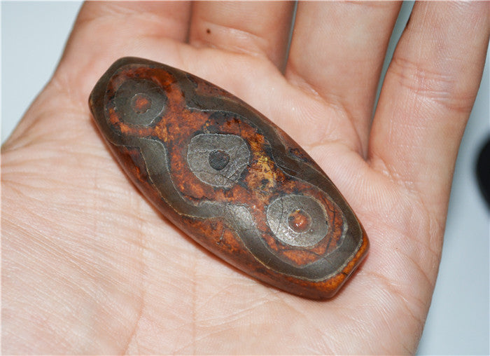 Real Himalayas Ancient Six Eyes Dzi Bead Pendant Amulet Pure 6 Eyed Gzi Old Tibet Talisman