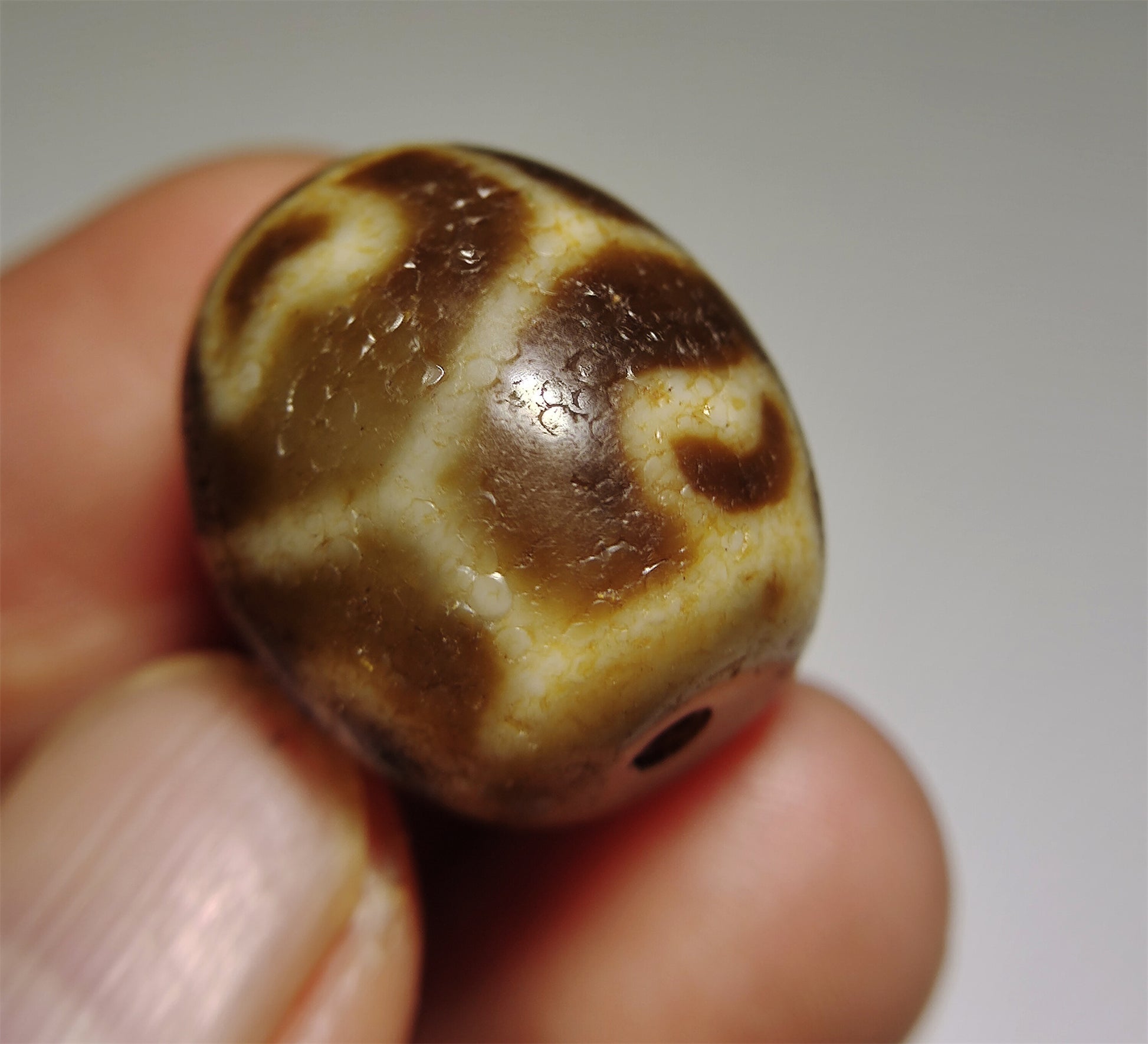 Real Himalayas Ancient Six Eyes Lotus Dzi Bead Pendant Amulet Tibet Agate Genuine Gzi Old Antique Talisman