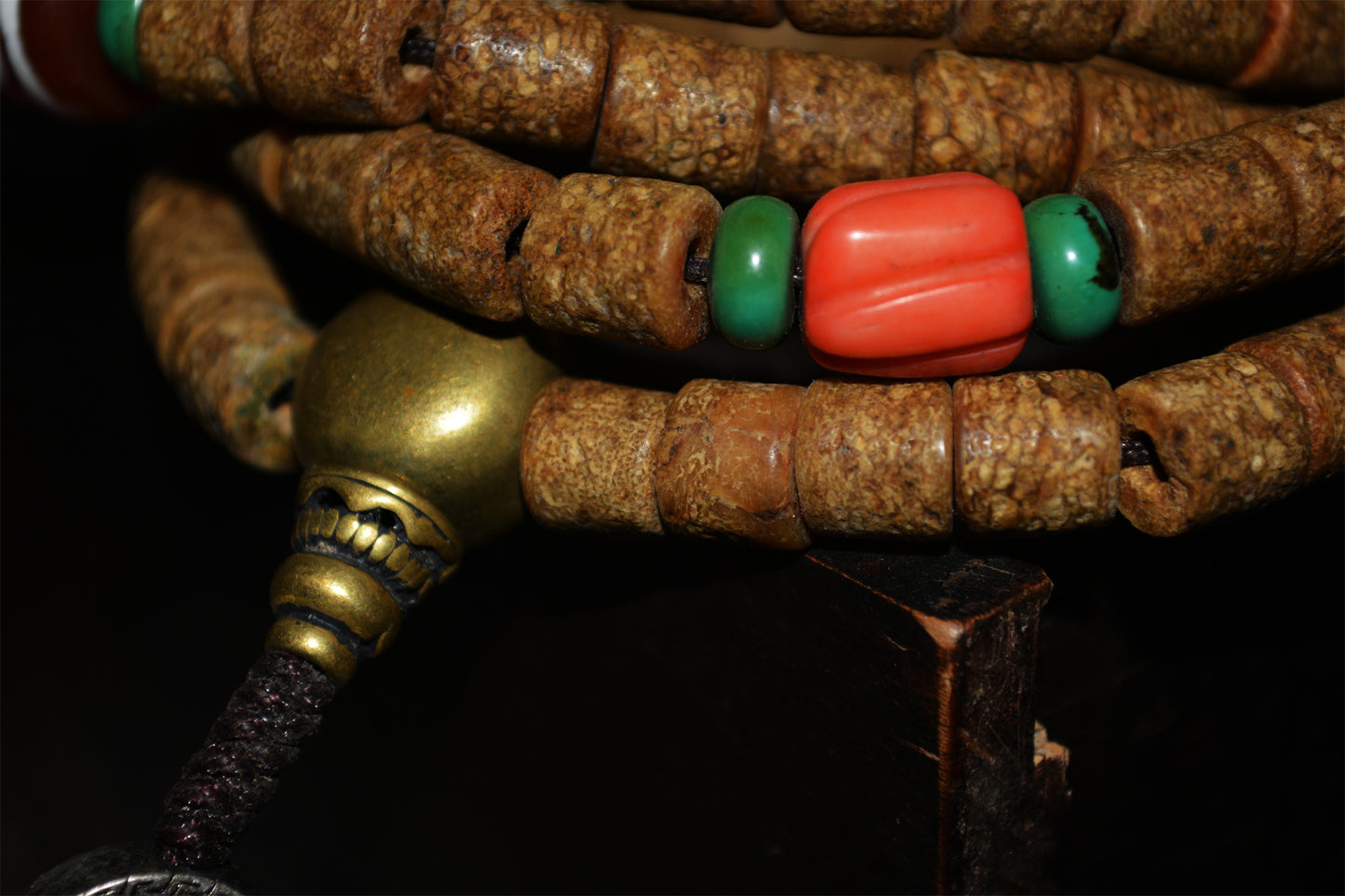 Real Himalayas Old Antique Kapala Bone Mala Prayer Beads Bracelet Tibetan Rosary Buddhism Worry Amulet