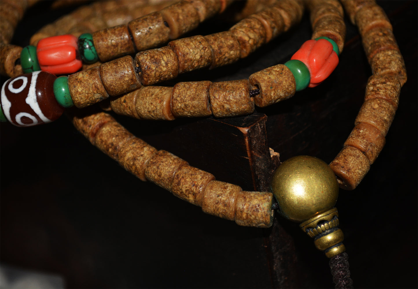 Real Himalayas Old Antique Kapala Bone Mala Prayer Beads Bracelet Tibetan Rosary Buddhism Worry Amulet