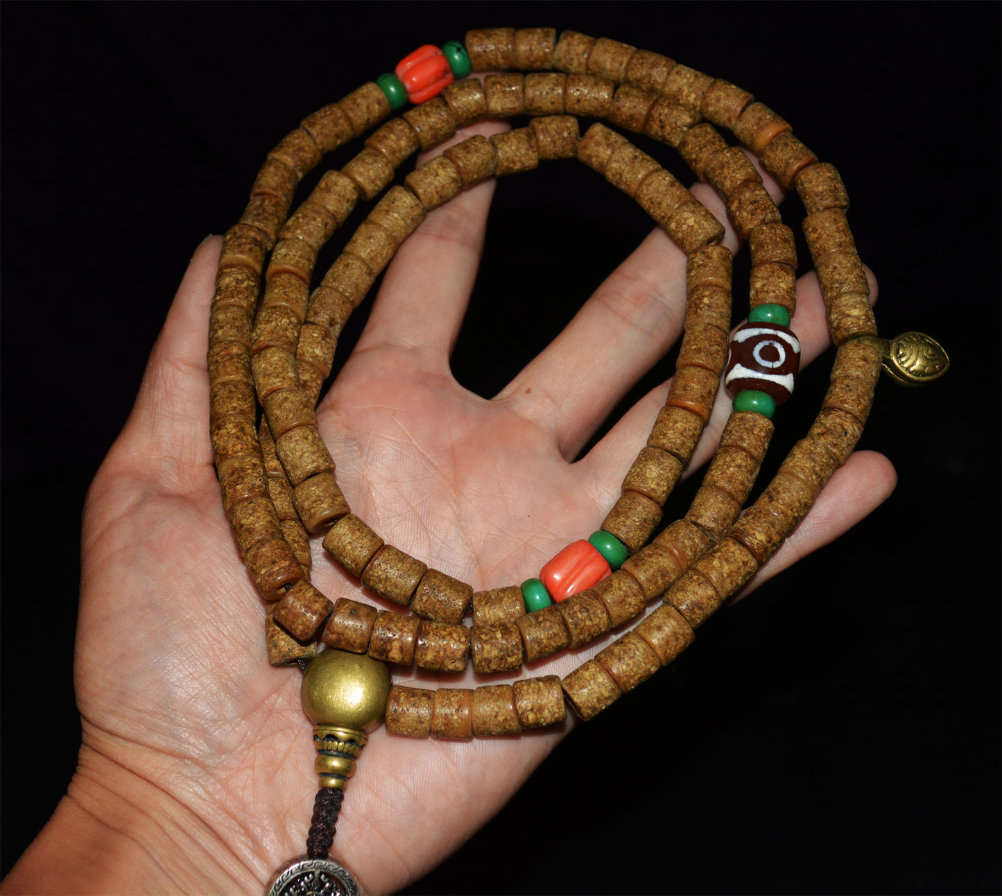 Real Himalayas Old Antique Kapala Bone Mala Prayer Beads Bracelet Tibetan Rosary Buddhism Worry Amulet