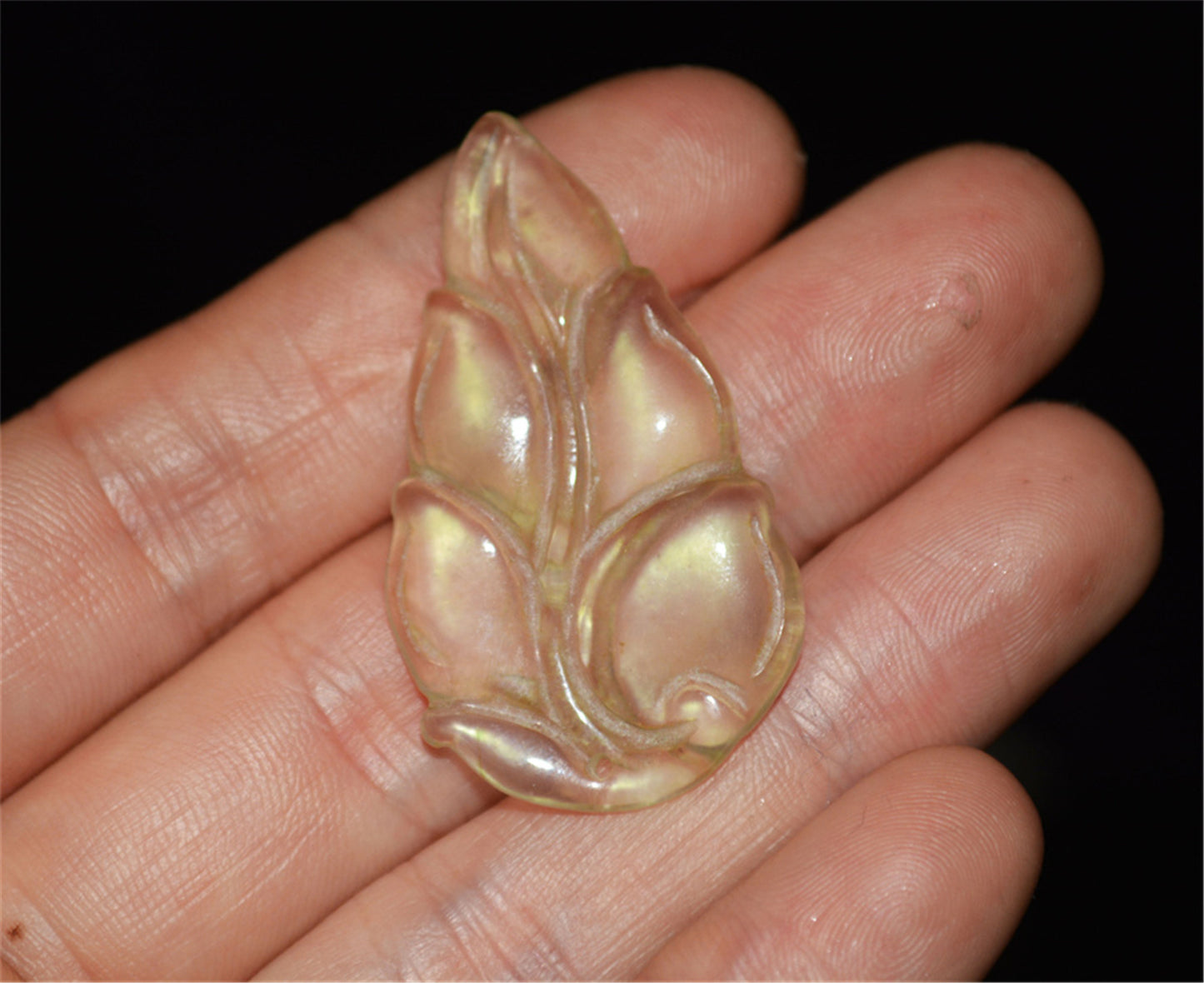 Real Natural Grade A Glassy Clear Jadeite Jade Leaf Pendant Amulet Genuine Icy Authentic Chinese Lucky Talisman