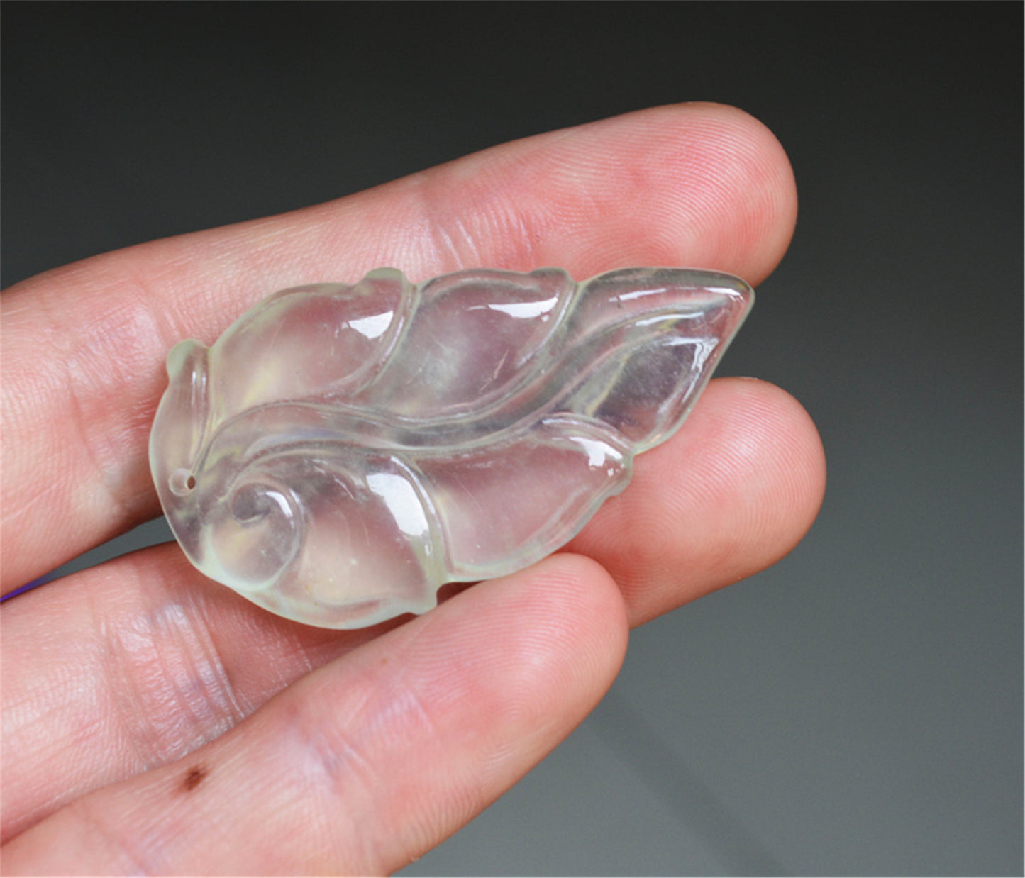 Real Natural Grade A Glassy Clear Jadeite Jade Leaf Pendant Amulet Genuine Icy Authentic Chinese Lucky Talisman