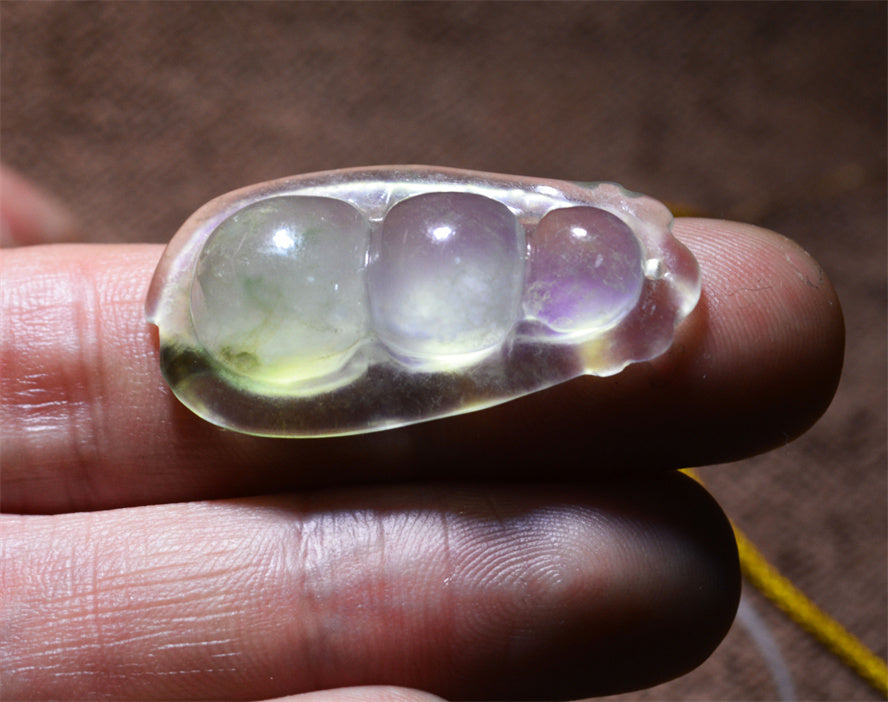 Real Natural Grade A Glassy Jadeite Bean Pendant Genuine Icy Emerald Green Jade Amulet Authentic Talisman