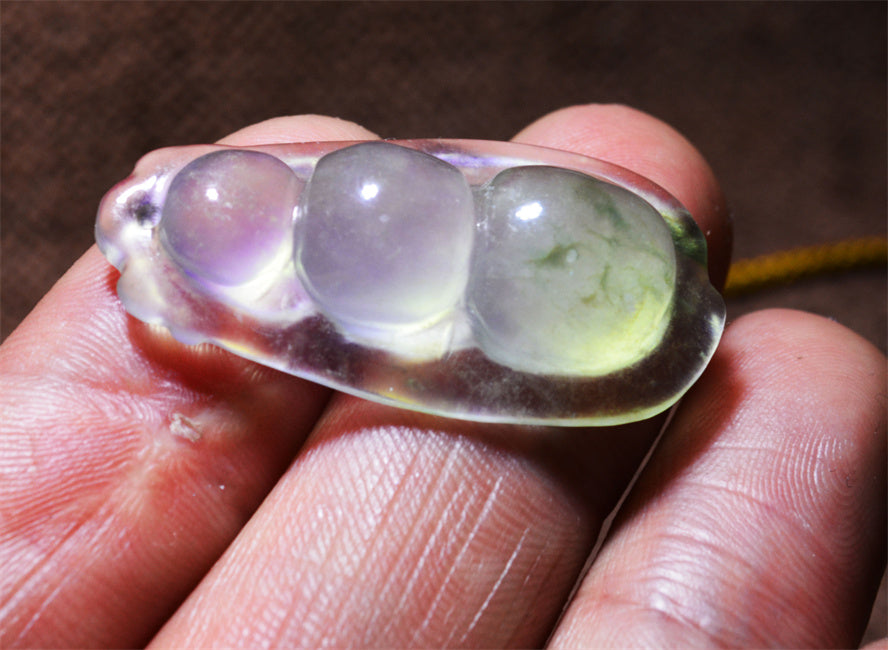 Real Natural Grade A Glassy Jadeite Bean Pendant Genuine Icy Emerald Green Jade Amulet Authentic Talisman