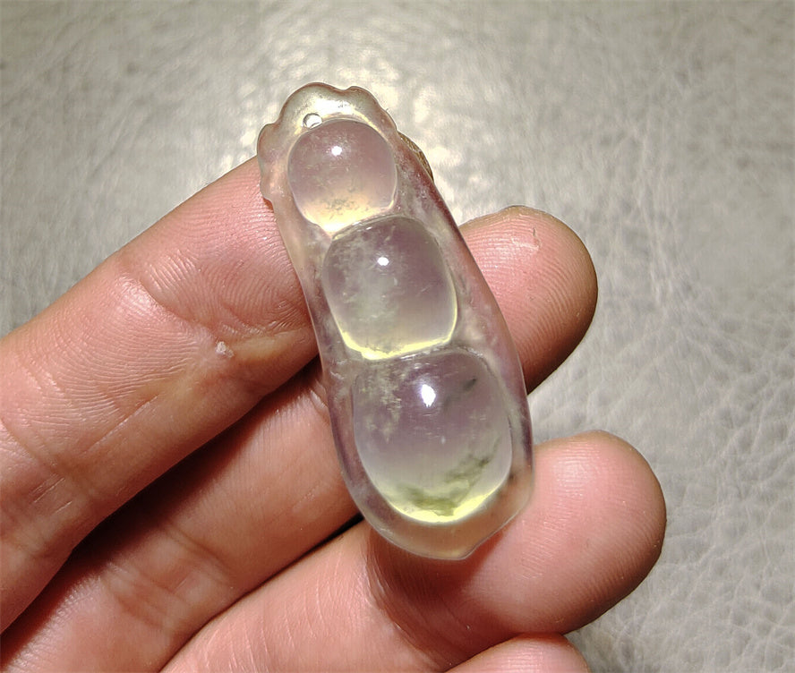 Real Natural Grade A Glassy Jadeite Jade Bean Pendant Amulet Genuine Icy Authentic Chinese Lucky Talisman