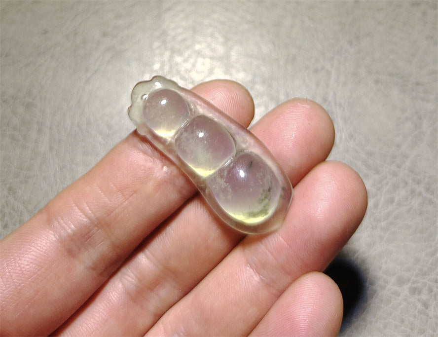 Real Natural Grade A Glassy Jadeite Jade Bean Pendant Amulet Genuine Icy Authentic Chinese Lucky Talisman