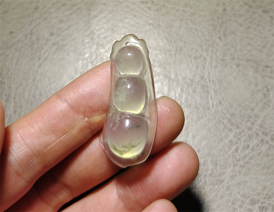 Real Natural Grade A Glassy Jadeite Jade Bean Pendant Amulet Genuine Icy Authentic Chinese Lucky Talisman