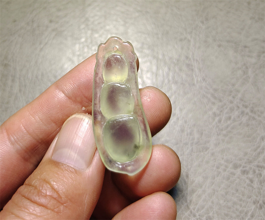 Real Natural Grade A Glassy Jadeite Jade Bean Pendant Amulet Genuine Icy Authentic Chinese Lucky Talisman