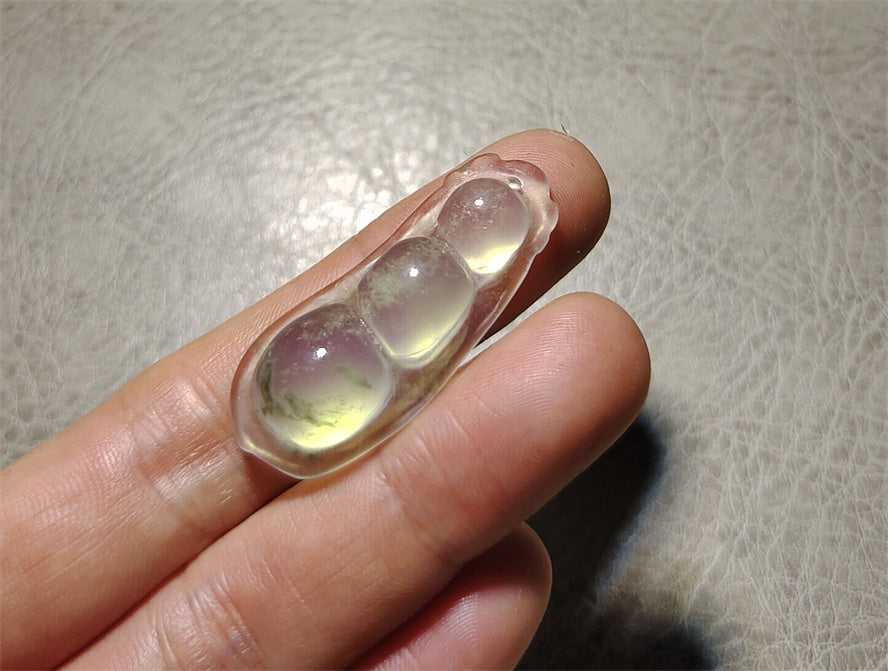 Real Natural Grade A Glassy Jadeite Jade Bean Pendant Amulet Genuine Icy Authentic Chinese Lucky Talisman