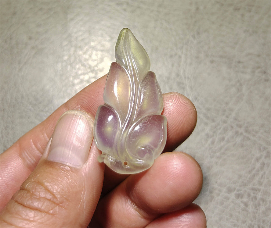 Real Natural Grade A Glassy Jadeite Jade Leaf Pendant Amulet Genuine Icy Authentic Chinese Lucky Talisman