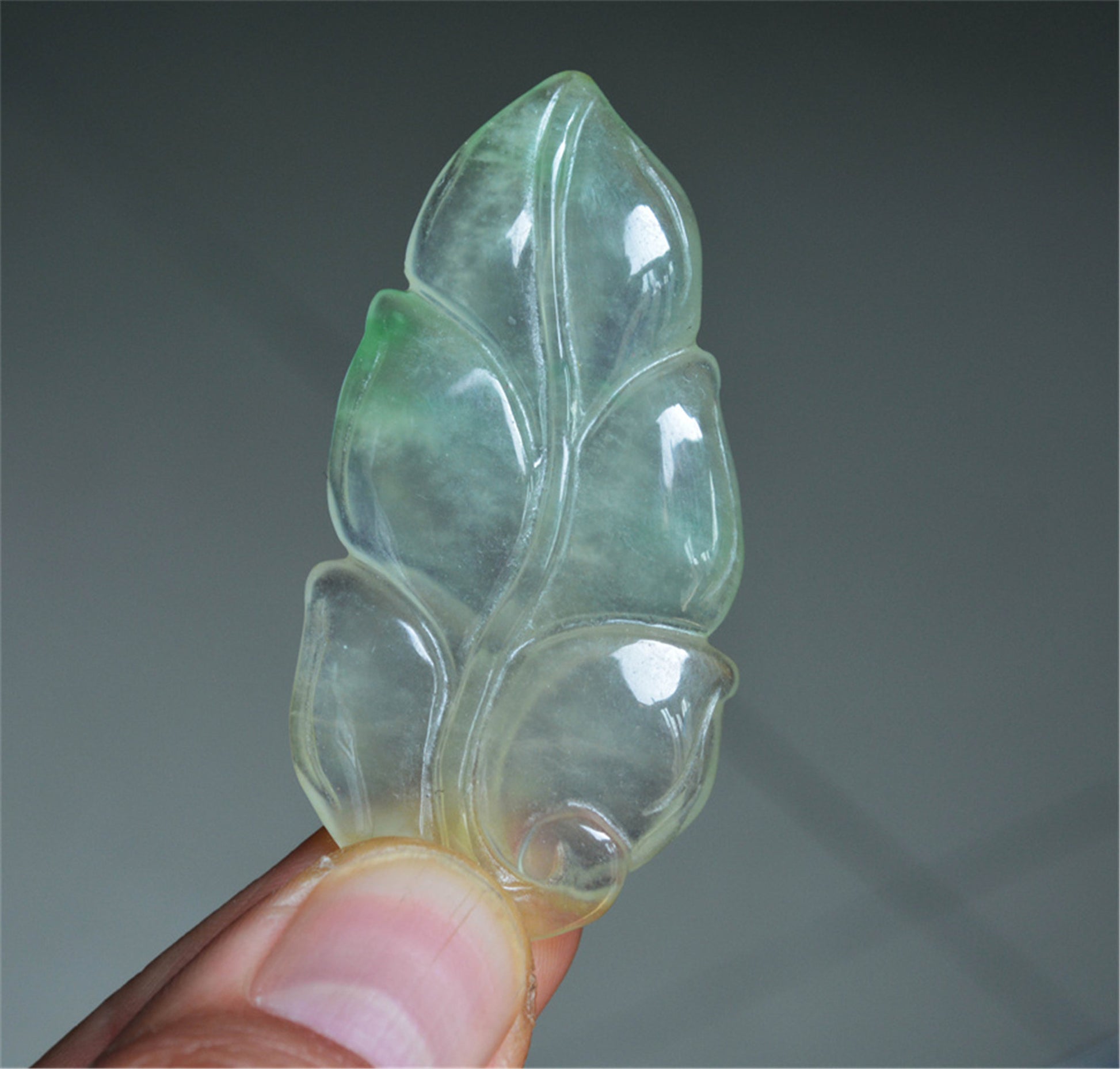 Real Natural Grade A Glassy Jadeite Jade Leaf Pendant Amulet Genuine Icy Emerald Green Authentic Chinese Lucky Talisman