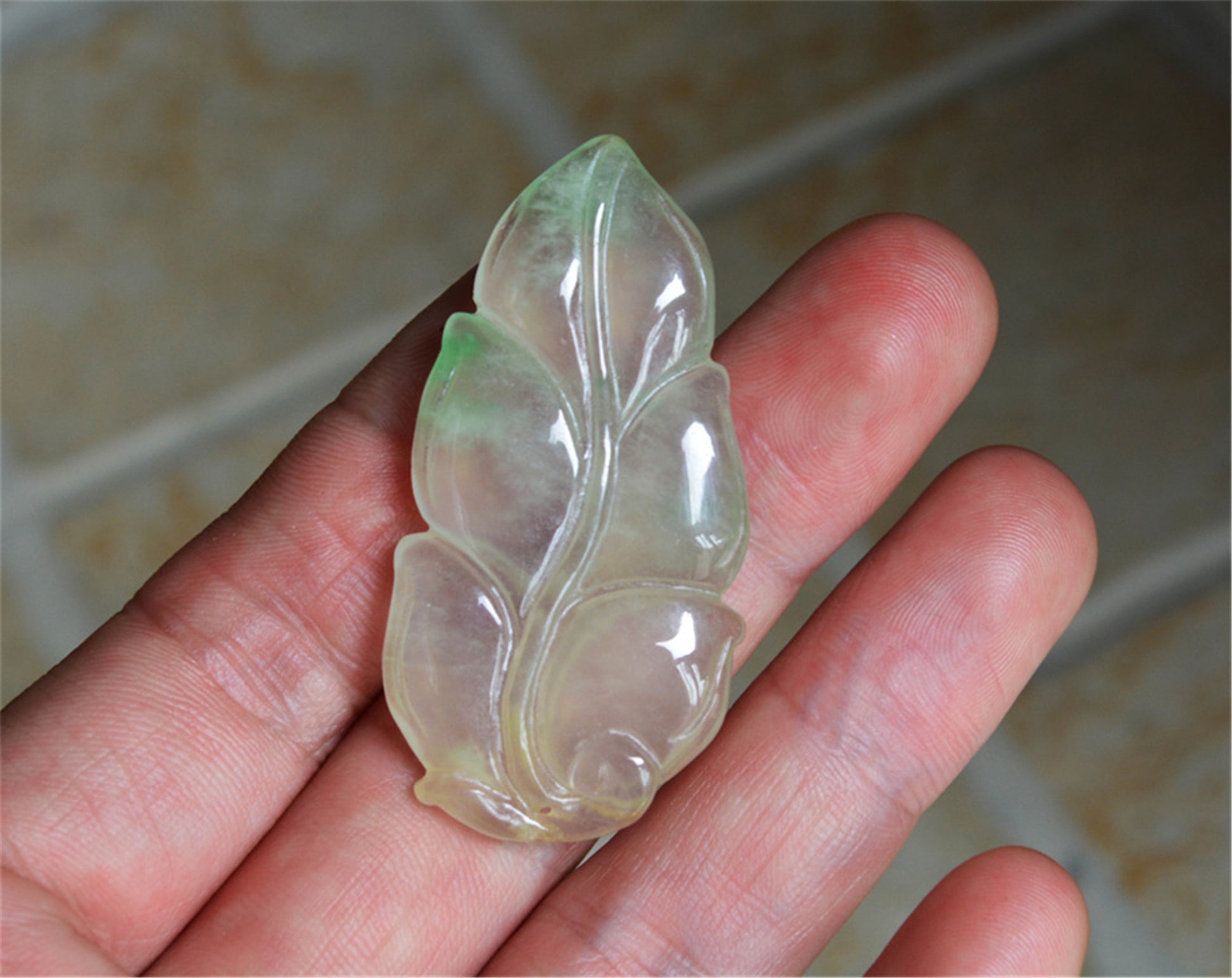 Real Natural Grade A Glassy Jadeite Jade Leaf Pendant Amulet Genuine Icy Emerald Green Authentic Chinese Lucky Talisman