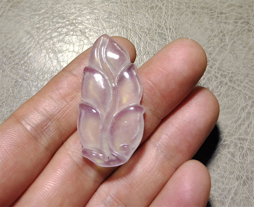 Real Natural Grade A Glassy Jadeite Jade Leaf Pendant Lavender Amulet Genuine Icy Authentic Chinese Lucky Talisman