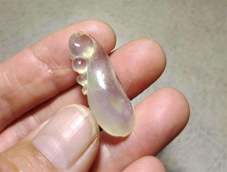 Real Natural Grade A Glassy Jadeite Jade Lucky Melon Pendant Amulet Genuine Icy Authentic Chinese Talisman