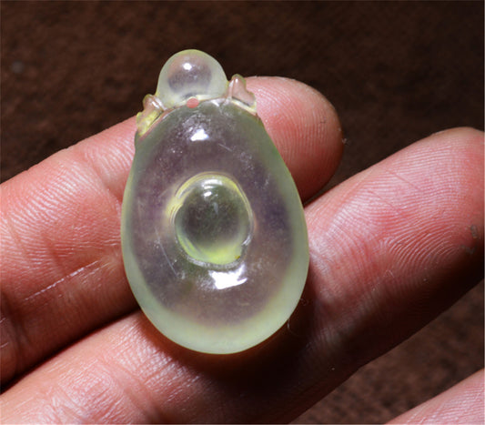 Real Natural Grade A Glassy Jadeite Jade Melon Pendant Amulet Genuine Icy Authentic Chinese Lucky Talisman