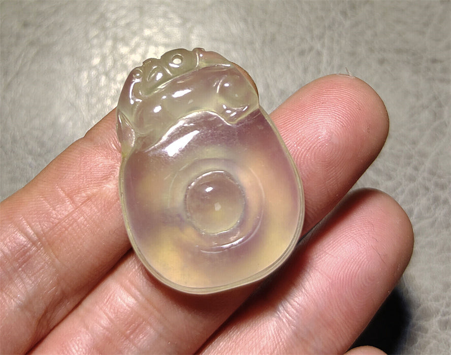 Real Natural Grade A Glassy Jadeite Jade Melon Pendant Amulet Genuine Icy Authentic Chinese Lucky Talisman