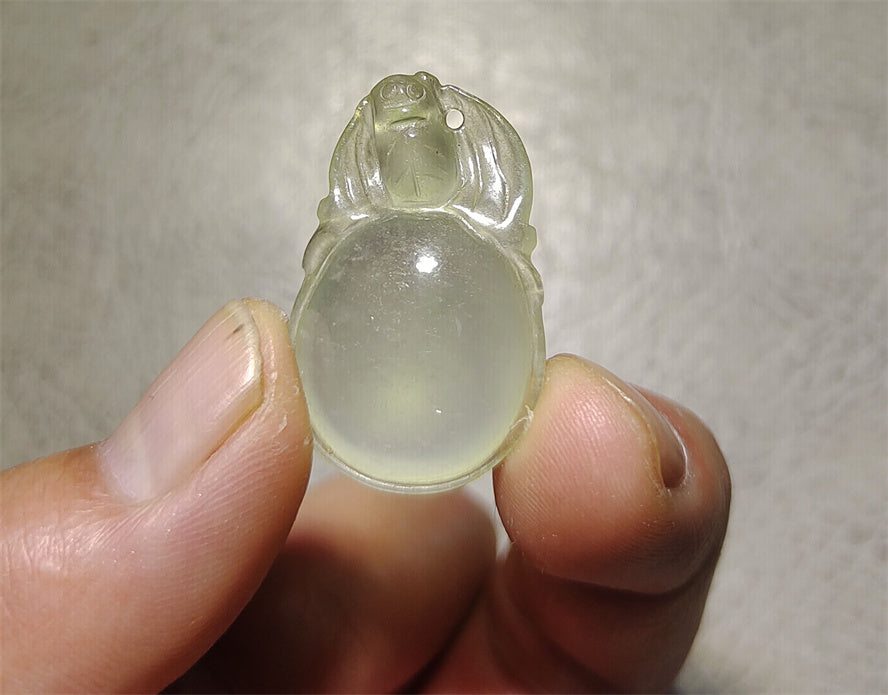 Real Natural Grade A Glassy Jadeite Jade Lucky Melon Pendant Amulet Genuine Icy Authentic Chinese Talisman