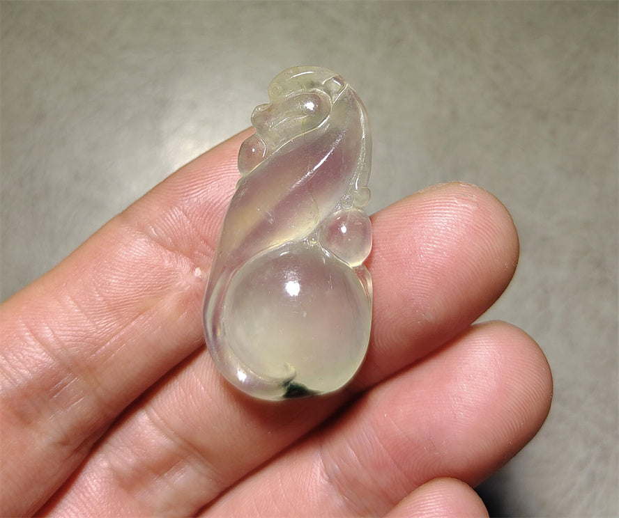 Real Natural Grade A Glassy Jadeite Jade Melon Pendant Amulet Genuine Icy Authentic Chinese Lucky Talisman