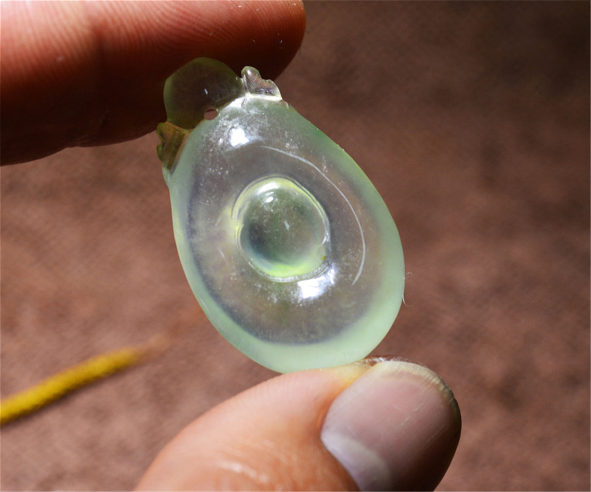 Real Natural Grade A Glassy Jadeite Jade Melon Pendant Amulet Genuine Icy Authentic Chinese Lucky Talisman