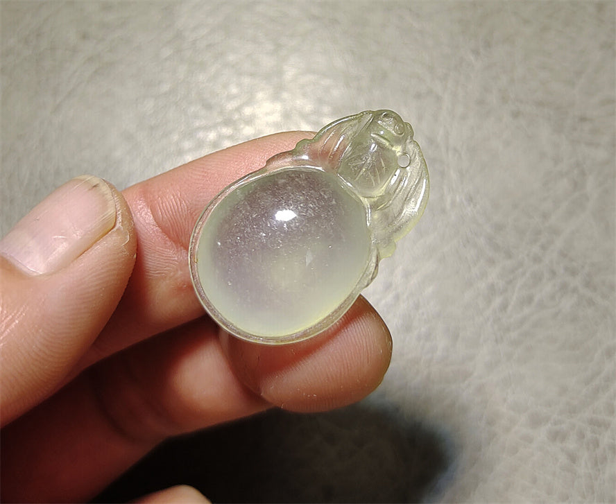 Real Natural Grade A Glassy Jadeite Jade Lucky Melon Pendant Amulet Genuine Icy Authentic Chinese Talisman