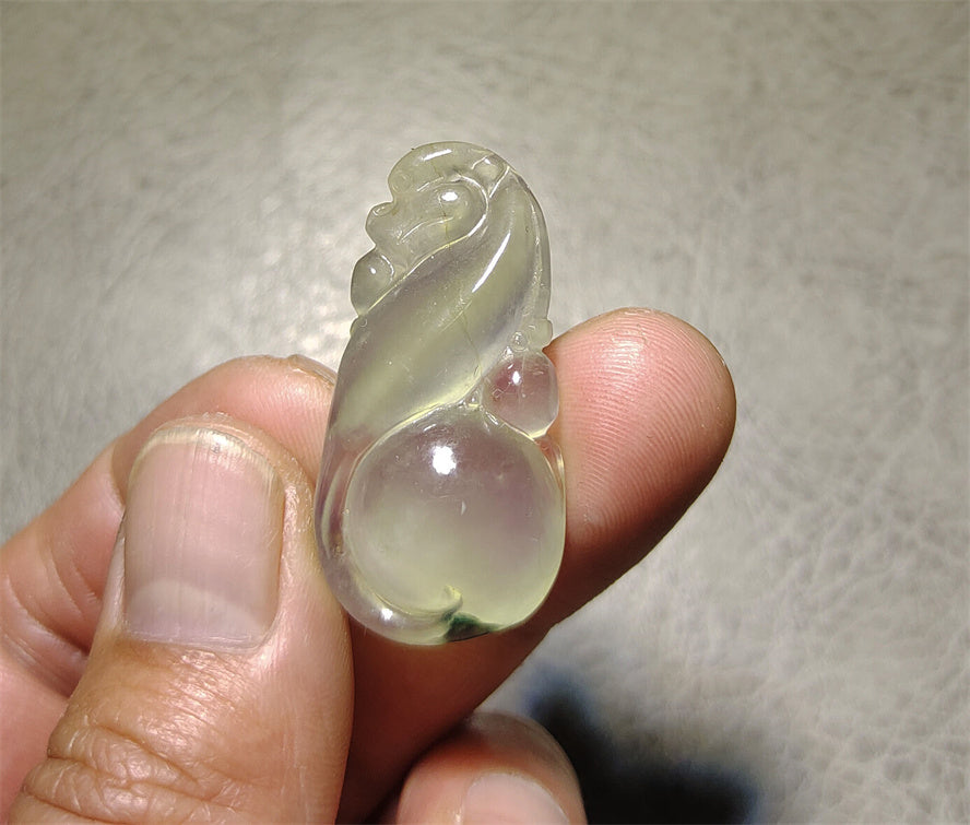 Real Natural Grade A Glassy Jadeite Jade Melon Pendant Amulet Genuine Icy Authentic Chinese Lucky Talisman