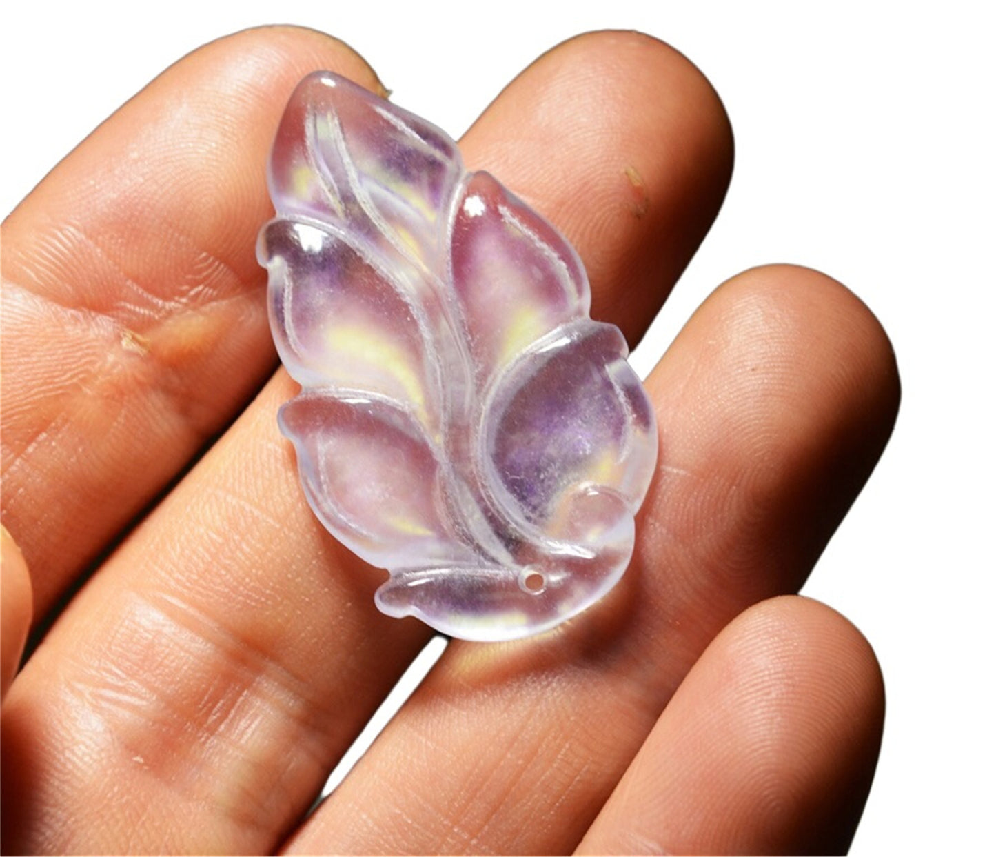 Real Natural Grade A Glassy Lavender Jadeite Jade Leaf Pendant Amulet Genuine Icy Authentic Chinese Lucky Talisman