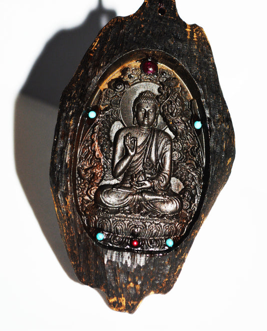 Real Natural Kalimantan Kinam Agarwood Buddha Pendant Shakyamuni Oud Amulet Genuine Kynam Gaharu