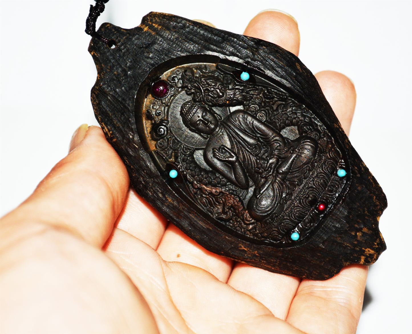 Real Natural Kalimantan Kinam Agarwood Buddha Pendant Shakyamuni Oud Amulet Genuine Kynam Gaharu