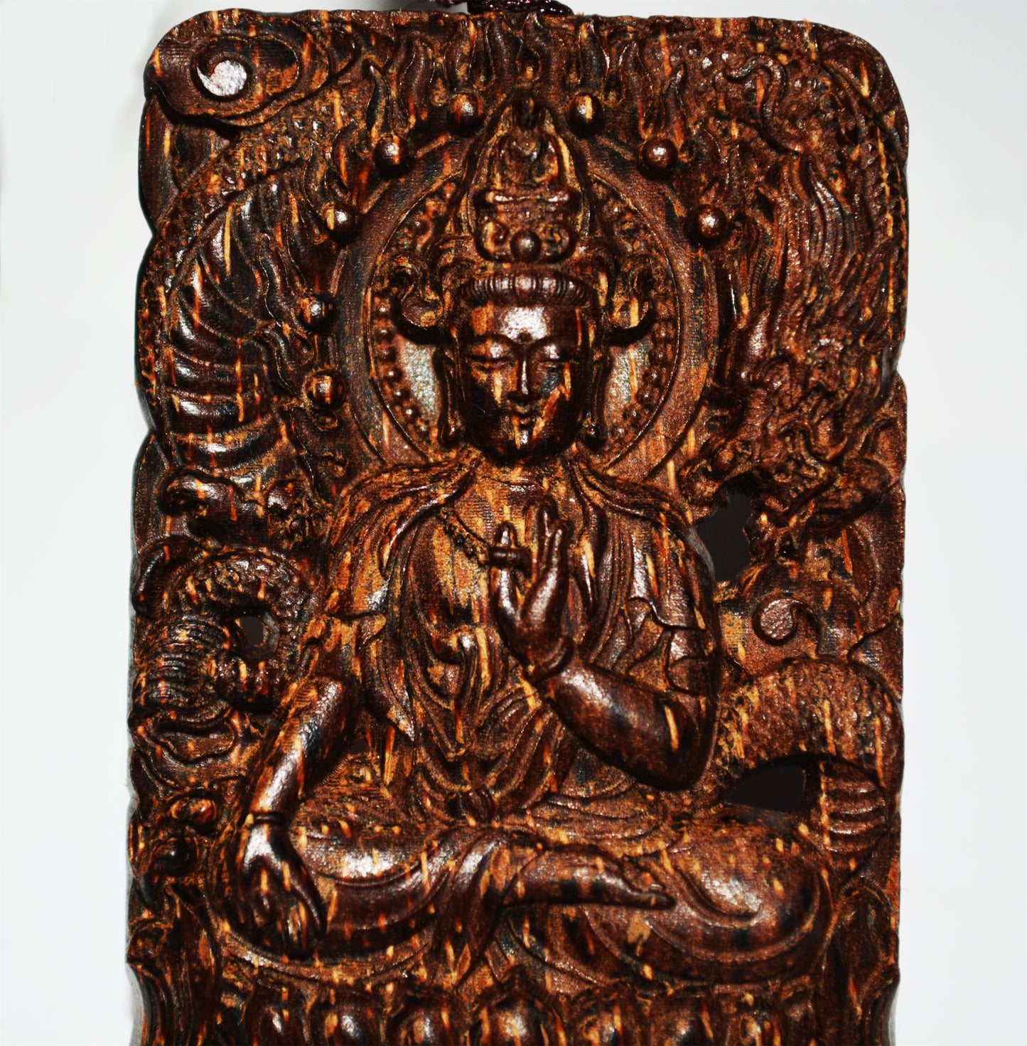 Real Natural Kalimantan Kinam Agarwood Kwan Yin Buddha Pendant Guanyin Oud Amulet Genuine Kynam Chinese Gaharu