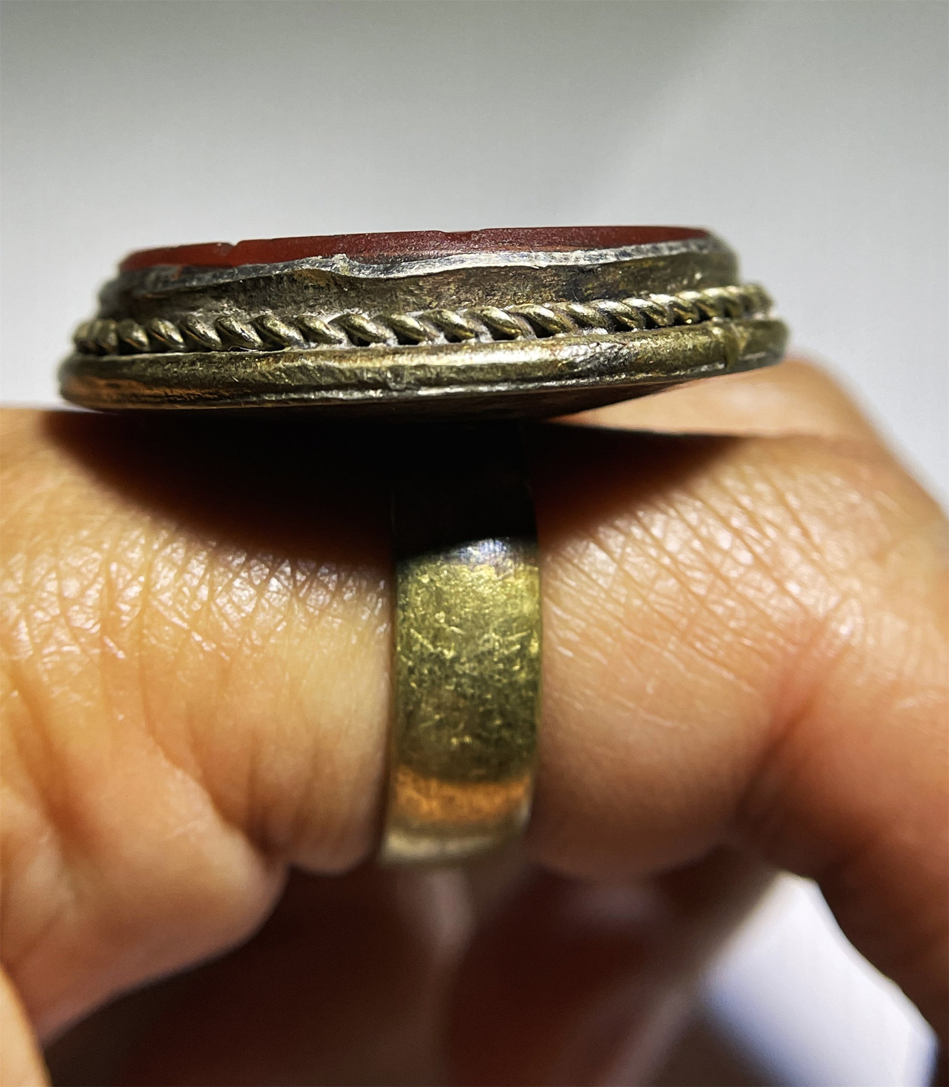 Real Old Ancient Agate Stone Sassanian Ring Seal Stamp Intaglio Bead Carnelian Pendant Engraved Horse