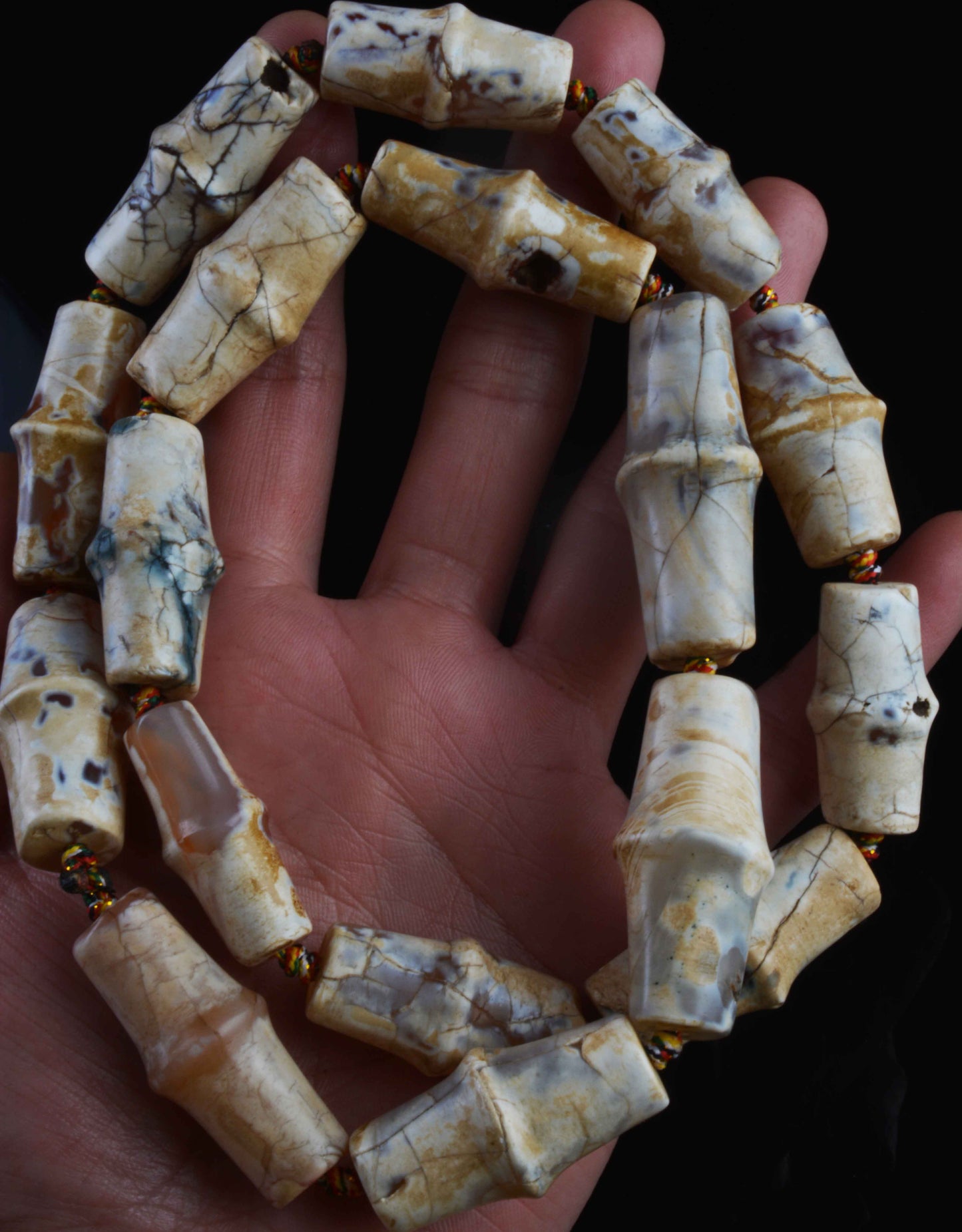 Real Old Ancient Chinese Excavated Agate Beads Carnelian Necklace Strands Antique Genuine