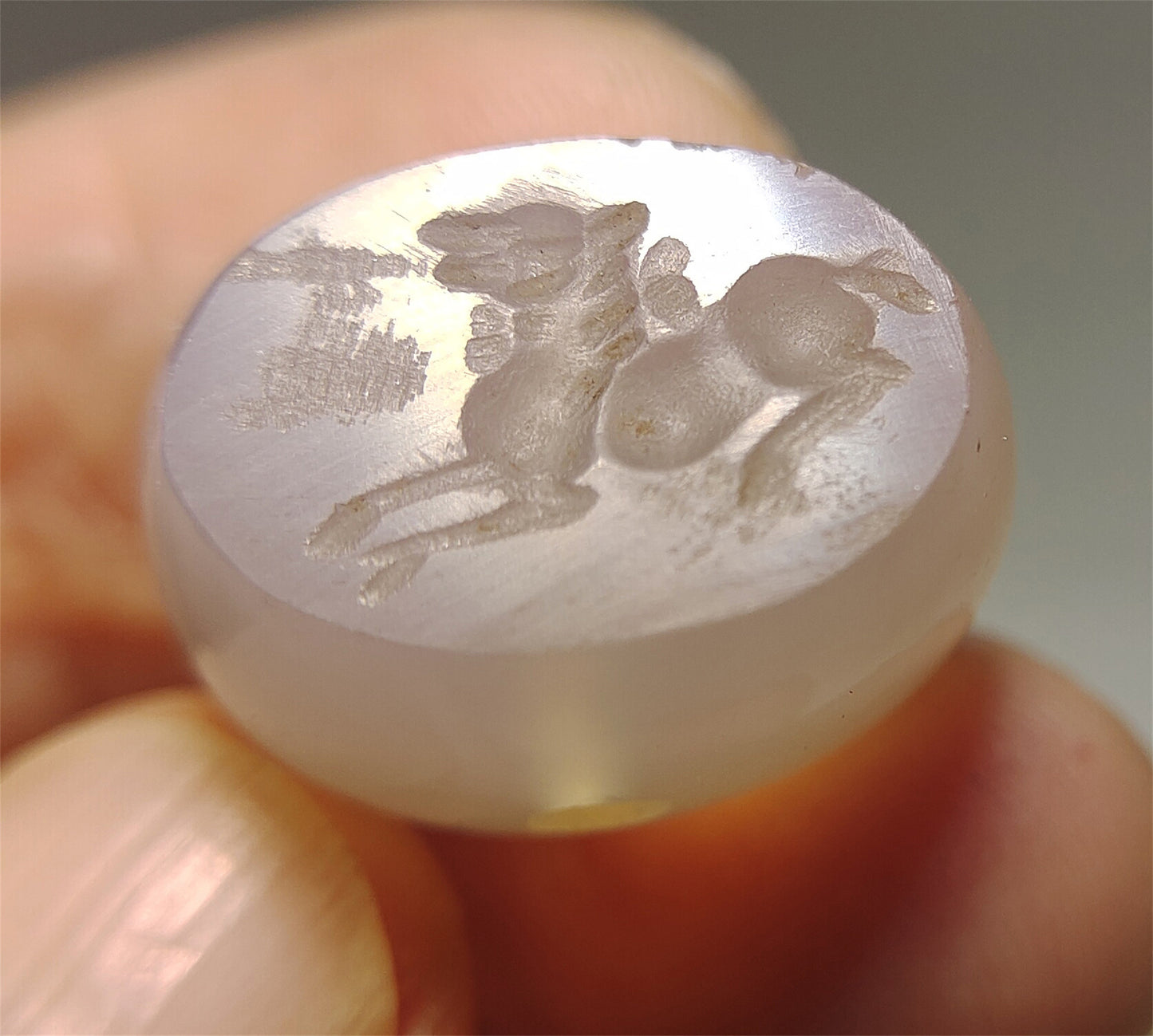 Real Old Ancient Sassanian Seal Agate Stamp Intaglio Horse Bead Carnelian