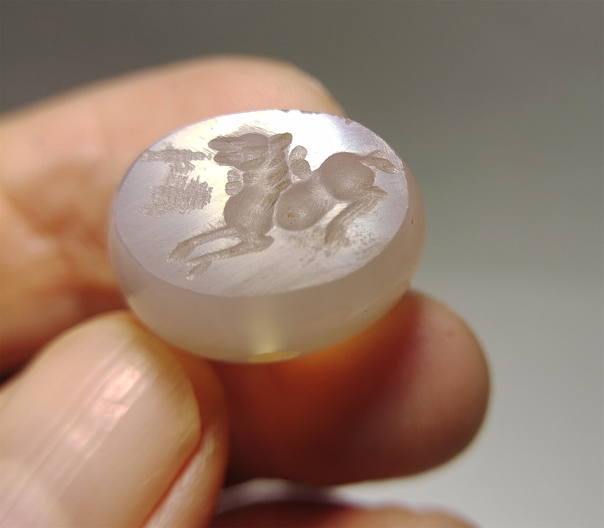 Real Old Ancient Sassanian Seal Agate Stamp Intaglio Horse Bead Carnelian