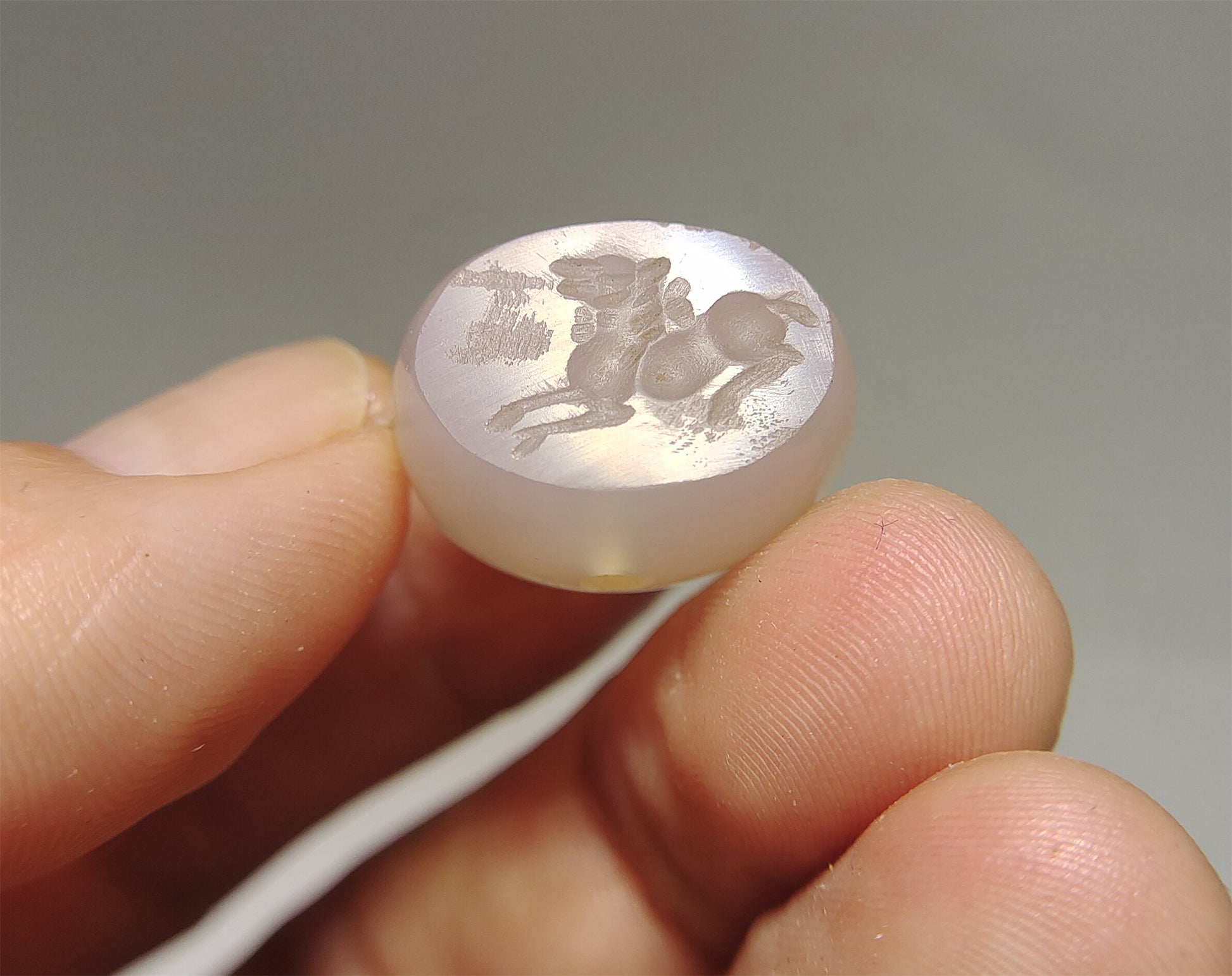 Real Old Ancient Sassanian Seal Agate Stamp Intaglio Horse Bead Carnelian