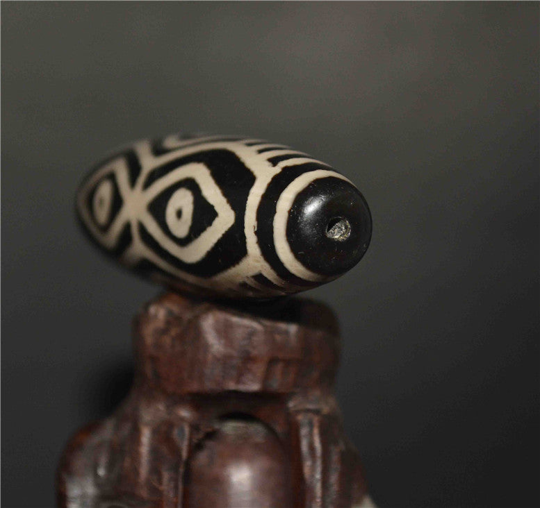 Real Old Ancient Tibetan Dragon Six Eyes Dzi Bead Pendant Amulet Himalaya Genuine Agate Pure 6 Eyed Gzi Talisman