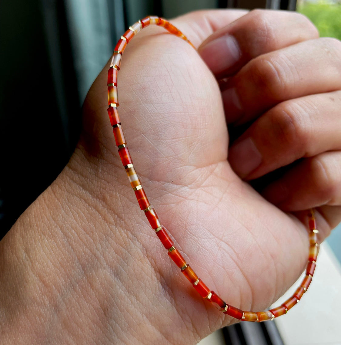 Genuine Himalaya Old Antiqe Red Agate Necklace Real Carnelian Bracelet Tibetan Mala Prayer Beads Natural Sardonyx Mini Small Size