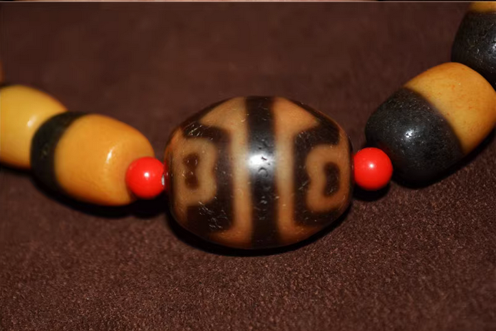 Real Tibet Ancient Chung Lotus Dzi Bead Amulet Bracelet Striped Pure Himalaya Gzi Pendant Genuine Antique Agate Talisman