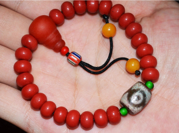 Real Tibet Ancient Cinnabar Three Eyed Dzi Bead Pendant Amulet Himalaya 3 Eyes Bloodspots Agate Genuine Gzi Old Antique Talisman