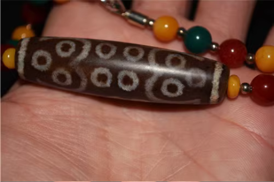 Real Tibet Ancient Cinnabar Twenty Six Eyes Dzi Bead Pendant Amulet Himalaya 26 Eyed Bloodspots Agate Genuine Gzi Old Antique Talisman